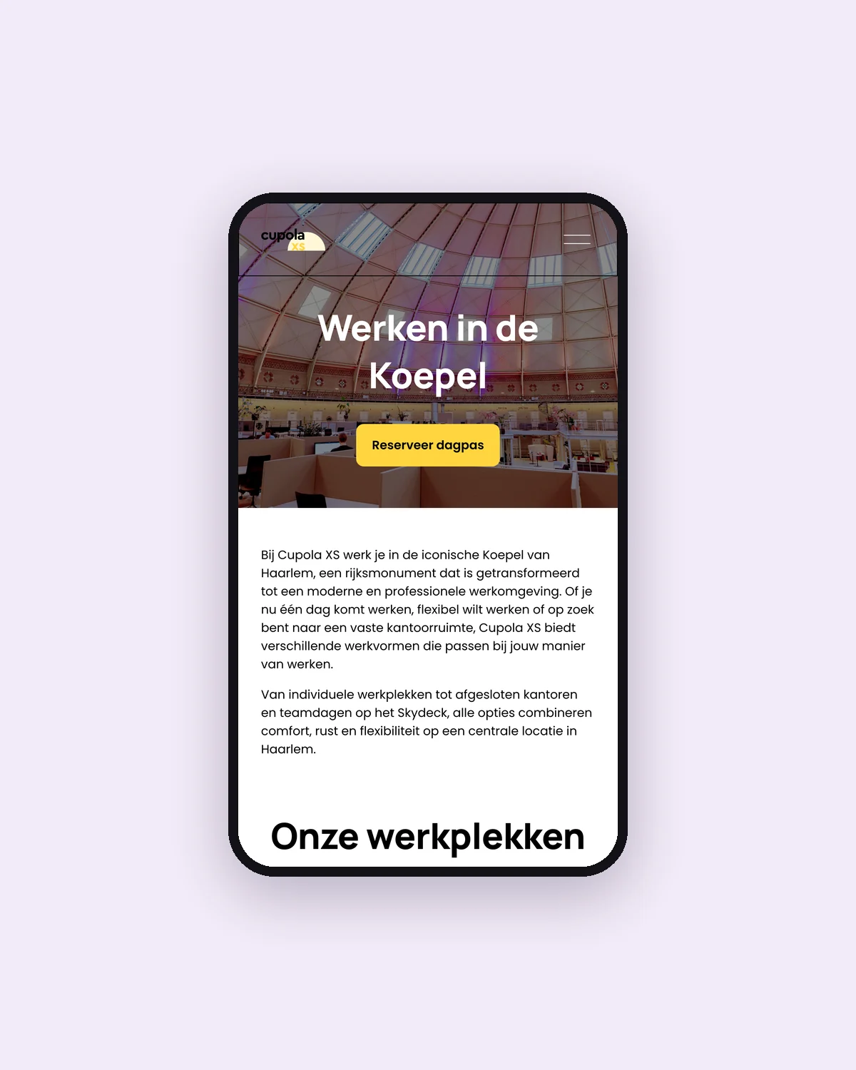 Pagina over werkplekken op mobiel