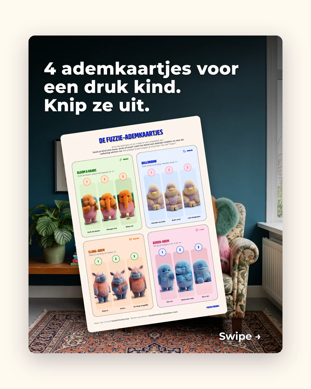 Carrousel voor Instagram met ademkaartjes