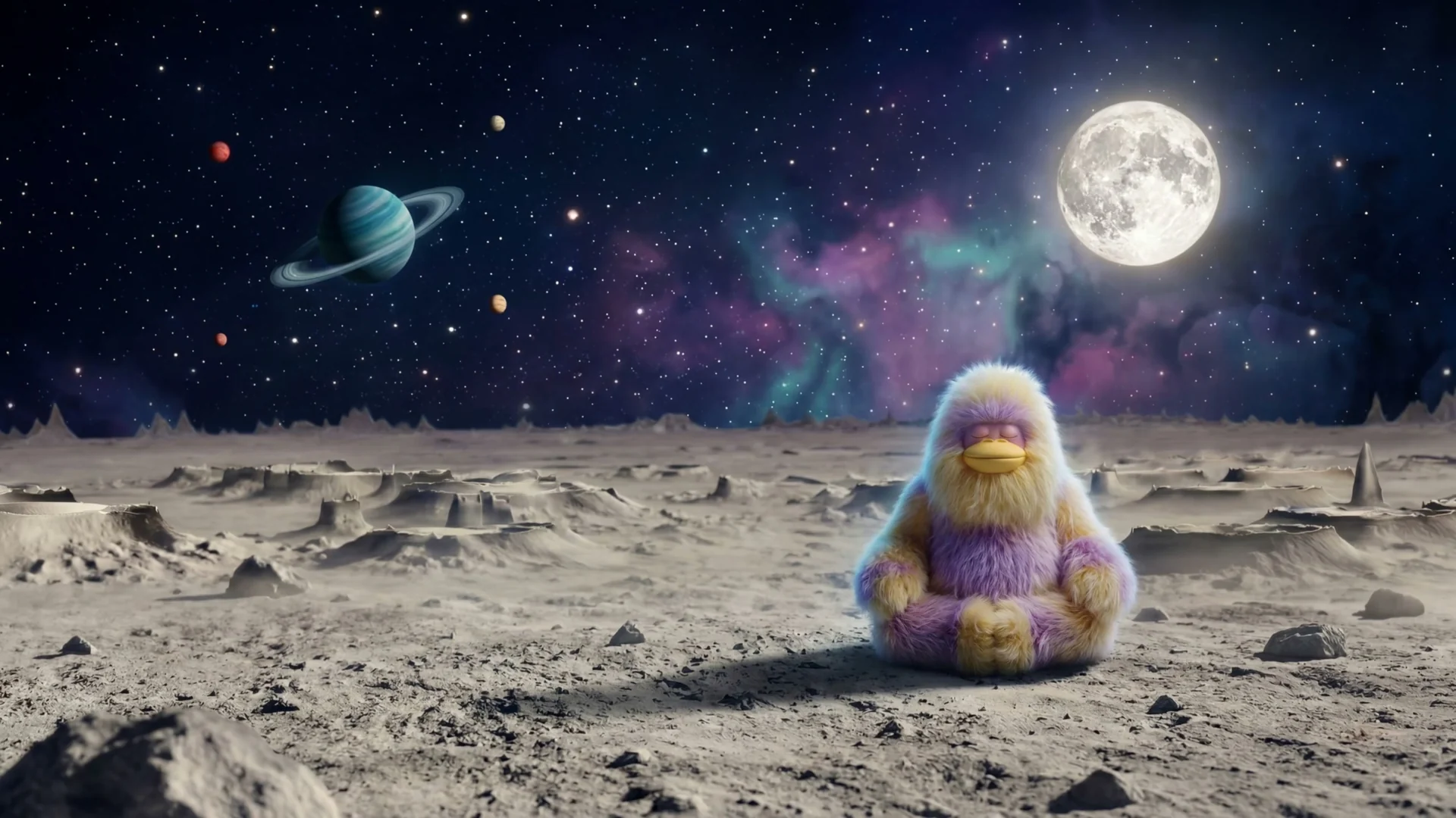 Still uit de meditatievideo op de maan