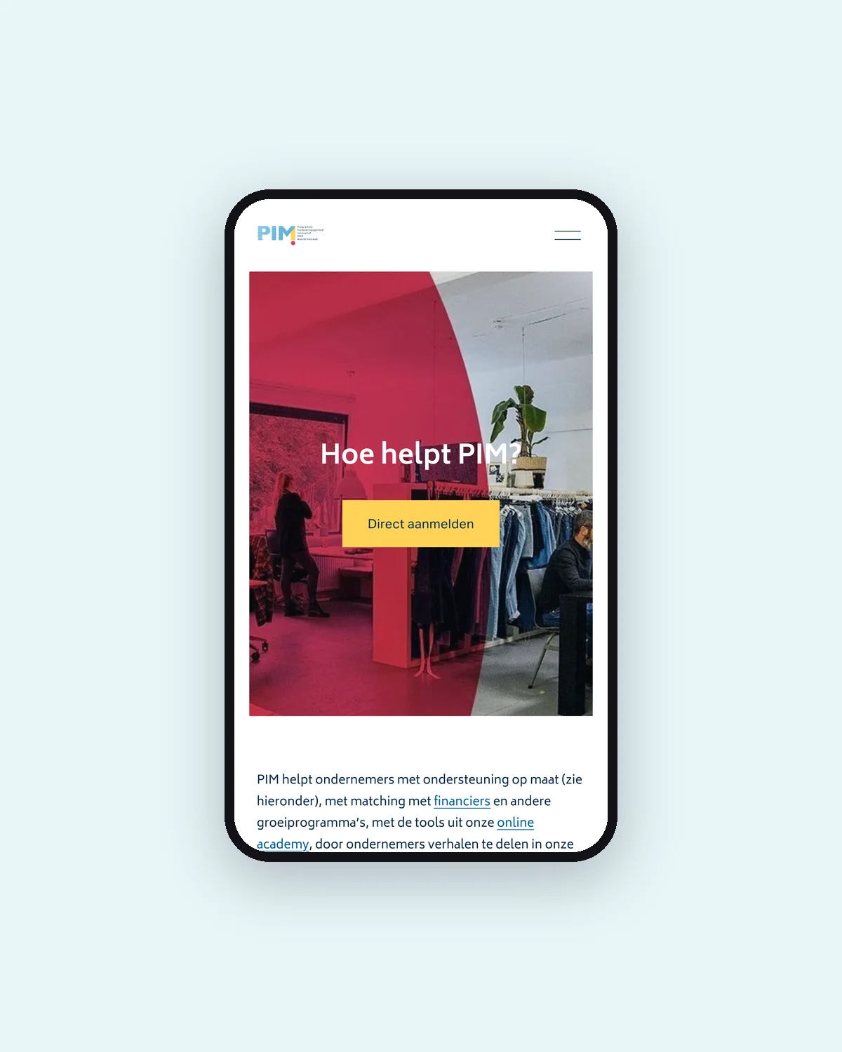 Pagina Hoe helpt PIM op mobiel